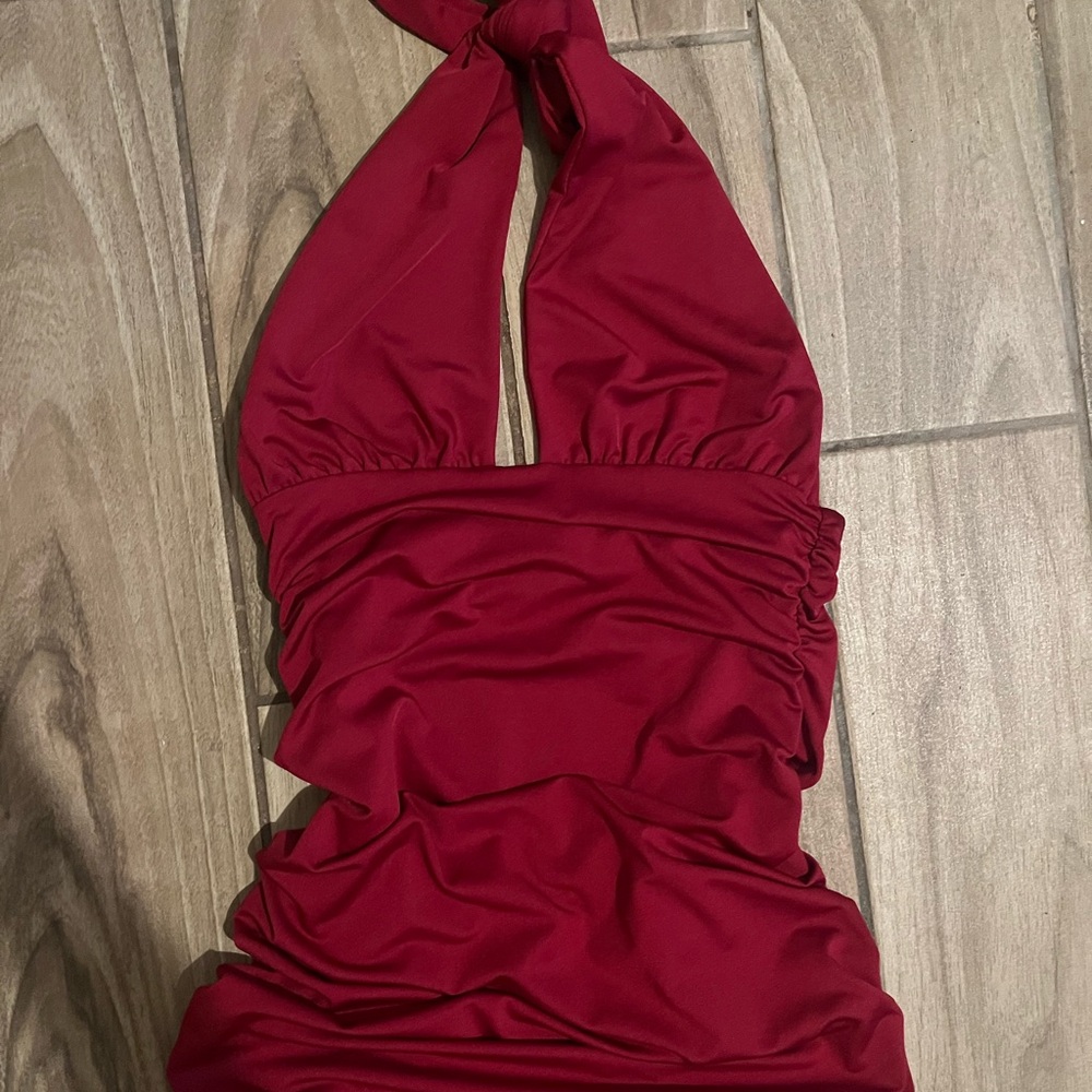 Shein mini Burgandy Halter Dress